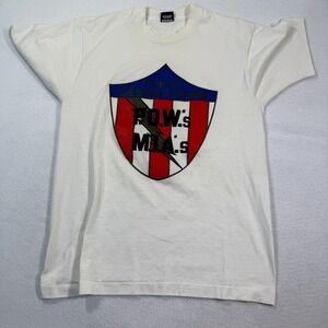 Screen Stars Shirt Mens L White Desert Storm POW MIA 1991 USA Patriotic Tee‎